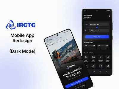IRCTC- App Redesign UX case study 2025 app app design black theme case study color theory dark mode design figma graphic design irctc mobile app redesign typography ui ui design uiux user interface user research ux