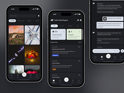 NeuroNest - All-In-One AI Tools Mobile App UI Design ai ai app ai mobile app android app app design dashboard design ios luxury mobile mobile app mobile app design mobile ui design modern product design smart app startup ui web design