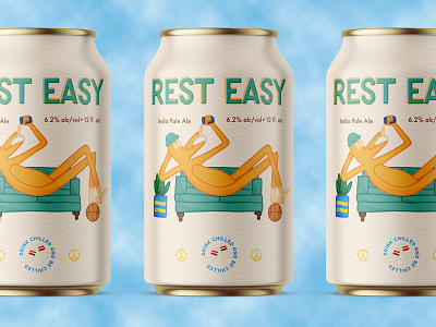 Rest Easy IPA beer label graphic design illustration packaging