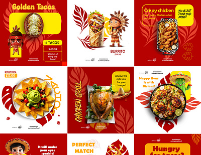 Vibrant Social Media Branding for Restaurants design fashion flayer graphic design illustration post design poster social media
