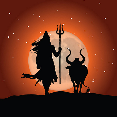 Mahadev and Nandi Vector Illustration branding shiv vector for instagram
