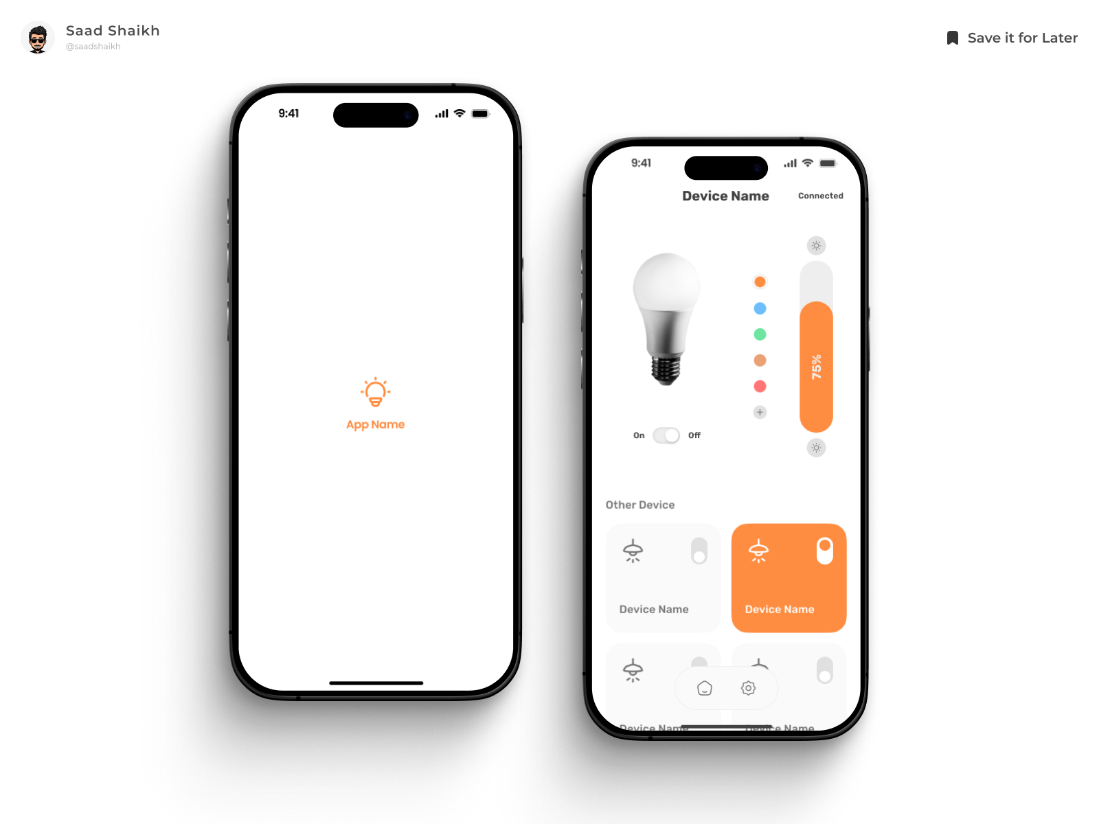Smart Bulb ✨ android app app ui clean design figma figma ui iot iot app iot smart app iphone minimal mobile mobile app smart app smart application smart home ui ui design