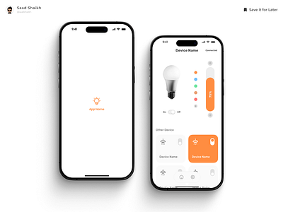 Smart Bulb ✨ android app app ui clean design figma figma ui iot iot app iot smart app iphone minimal mobile mobile app smart app smart application smart home ui ui design