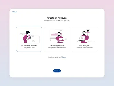 Create Account artificial intelligence brand setup dashboard figma gradient illustration job hunt onboarding product design ui ux design