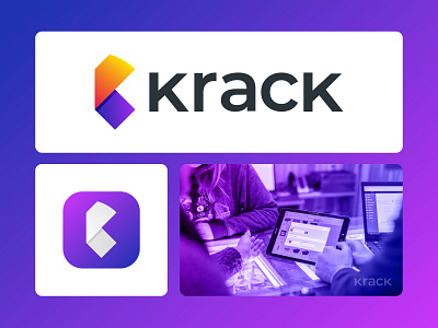 Krack – Software Application Logo Design | Software Logo Design app logo brand identity branding creative logo freelancer iqbal futuristic geometric gradient identity logo logo design logo designer logodesign logos modern logo monogram software logo startup logo tech logo web3