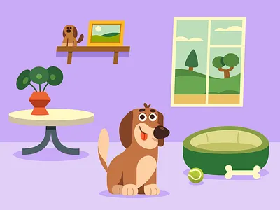 Dog's Home - PetMe App Mascot app art character design dog home illustration interior vector