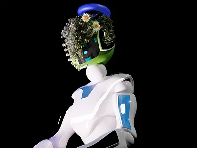 Syntara — A Spiritual-Tech Character Concept in Blender 3d 3dart blender designer digital industrial