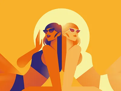 Gossip character colors glasses gossip hot illustration summer sun swimsuit woman