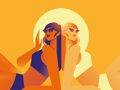 Gossip character colors glasses gossip hot illustration summer sun swimsuit woman
