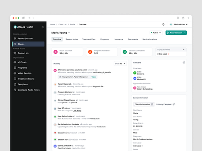 Full HealthTech Platform for ABA Therapists - Case Study clean design clinicalsoftware healthcare medtech mentalhealth patientexperience practiceplatform product design saas therapist vsaas
