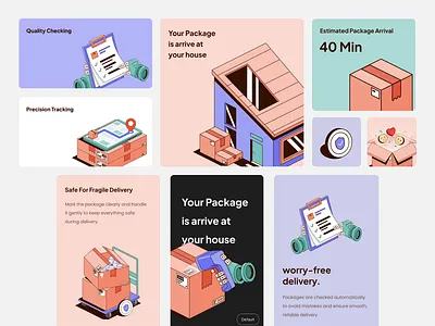 Loopbox - Implemented Illustrations on Design artificial automation box branding delivery design design components goods graphic design house illustration robotic