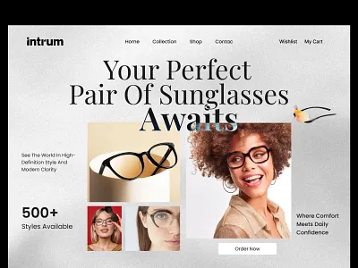 web design for sunglasses Brand – INTRUM app branding design ecommerce fashion illustration landing page logo material minimal minimalist mobile mobile app design sunglass techwitpro ui ux web design website design