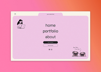 Menu concept for portfolio website, file folder style desktop illustration menu navbar portfolio webdesign webflow
