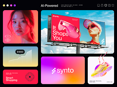 Synto Ecom AI Branding brand brand guidelines brand identity brand sign brandbook branding business ecommerce graphic design halo lab identity logo logo design logo designer logotype marketing packaging smm startup visual identity