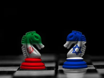 visual concept iran vs israel concept graphic design