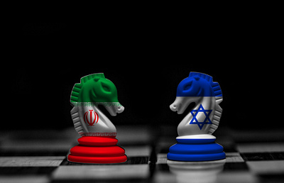 visual concept iran vs israel concept graphic design