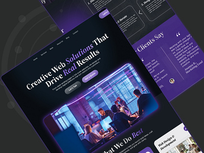 Creative Agency Landing Page UI agencywebsite b2bdesign branding creativeagency darkui figmadesign modernwebdesign modernwebsite ui uiuxdesign uxui webagency webdesign