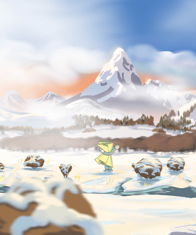 Parachute 2d 2danimation after effects animated gif animation character illustration mountains painting parachute parallax