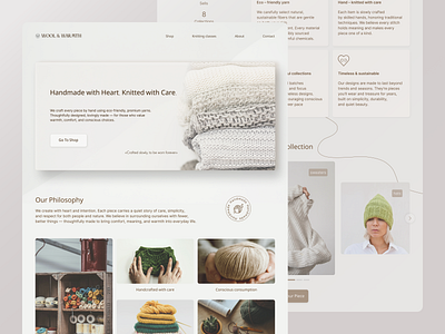 Daily UI 003 – Landing page for knitwear brand dailyui dailyui003 design ecodesign ethical homepage knitting knitwear landing scandinavian ui yarn