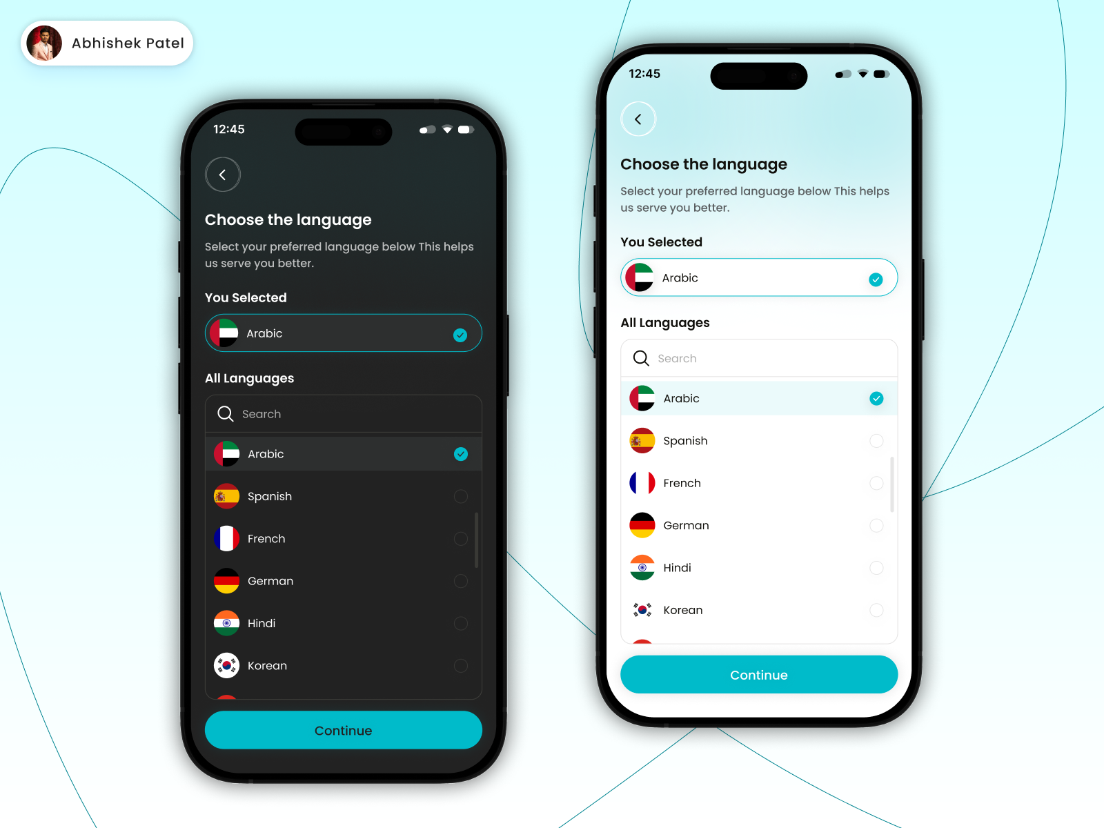 Language Selection Screen – Mobile App UI Design appdesign appinterface cleanui creativedesign dailyui designinspiration designsystem dribbbleshots dribbbleui figmadesign interfacedesign languageselectionui minimaldesign mobileappdesign mobileux modernapp productdesign uidesign userexperience uxdesign