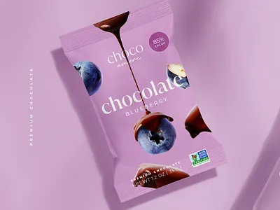 Packaging design of chocolate with blueberry art blueberry branding chocolate design graphic design logo packaging