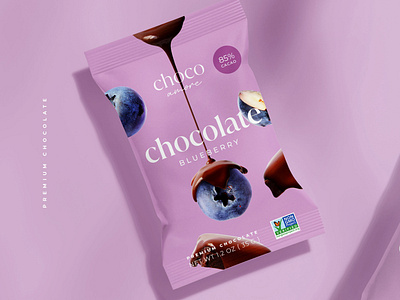 Packaging design of chocolate with blueberry art blueberry branding chocolate design graphic design logo packaging