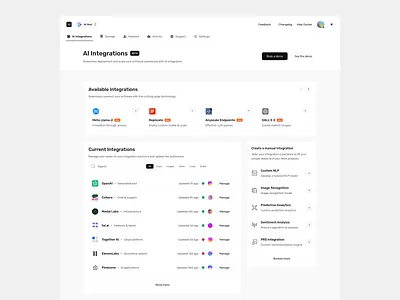 AI Integrations app design ui ui design