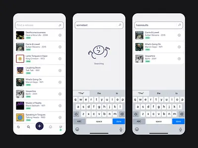 Factory.fm search view app carl fairclough design minimal music music review product design ui