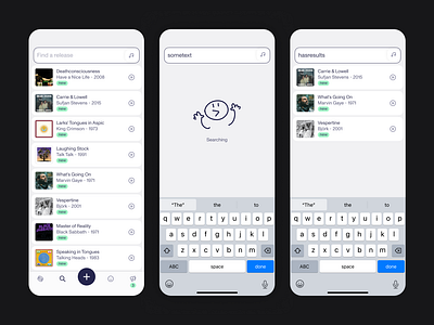Factory.fm search view app carl fairclough design minimal music music review product design ui