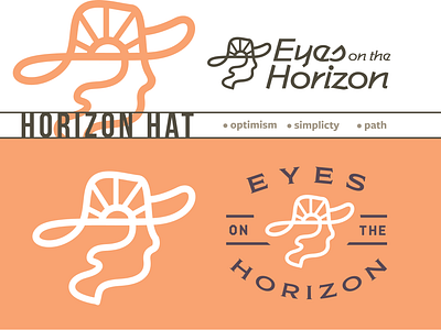 Identity System Design - Eyes on the Horizon badge branding brandmark cowboy farm farmer identity illustration lettering lineart logo logo design logos minimalist monoline path ranch rural sunrise woman