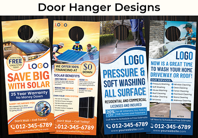 Solar Energy and Pressure Washing Services Door Hanger Designs window cleaning door hanger
