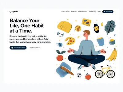 Habits Landing Page 🌿 design header hero hero section landing landing page minimal saas ui web design