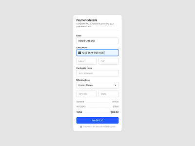 Payment details ✨ 123done clean design figma form minimalism payment ui