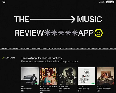 Factory.fm Marketing Website carl fairclough factory.fm marketing website music review app osc.wtf oscillator