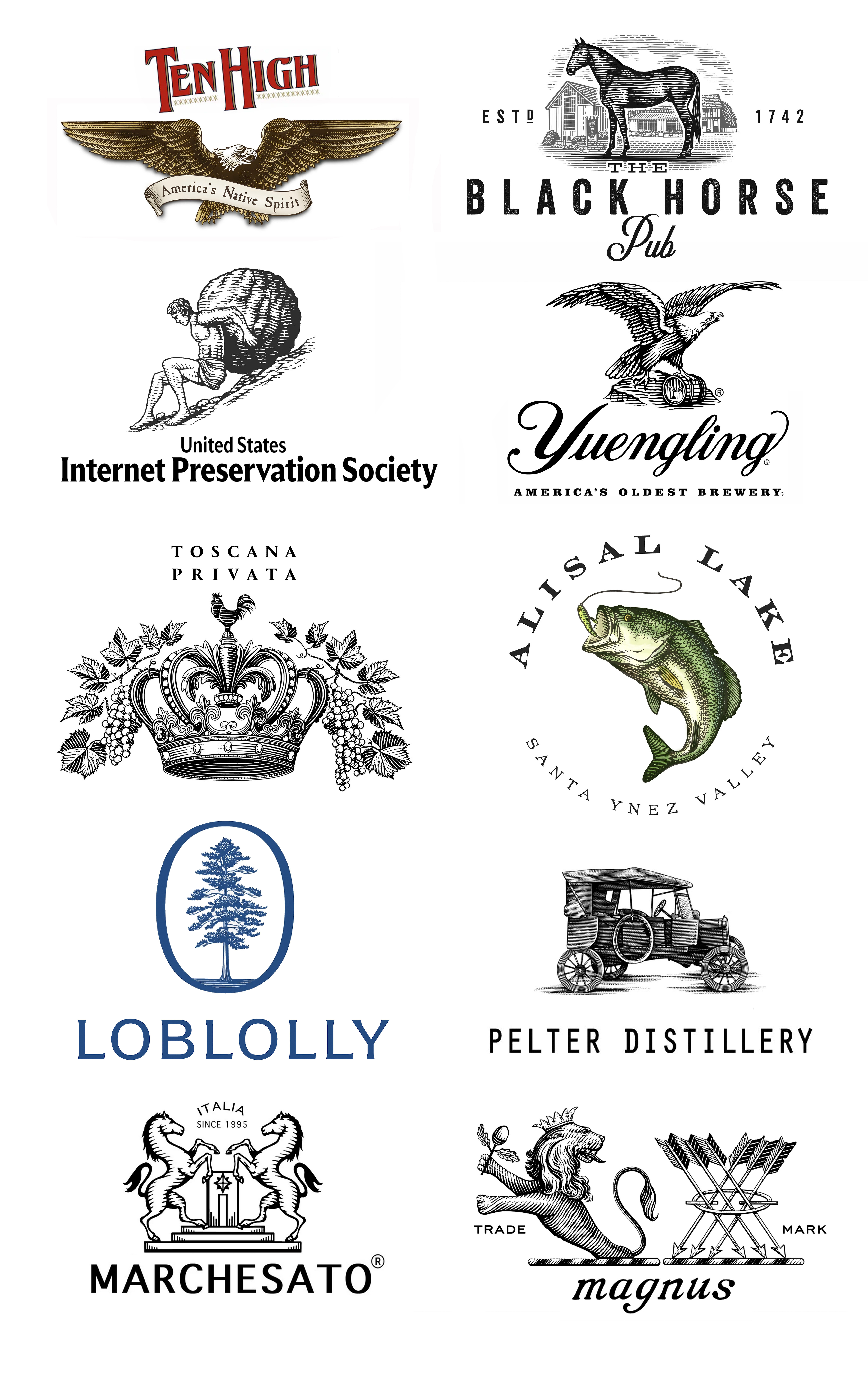 Steven Noble Illustrations Logo Collection II artwork branding design engraving etching icon illustration line art logo logos scratchboard steven noble visualidentity