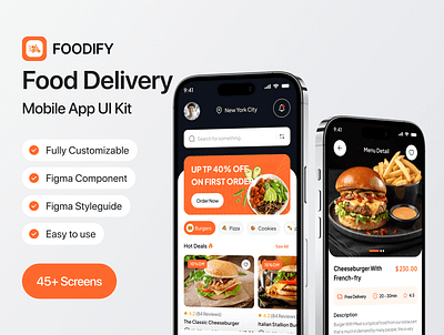 Foodify Food Delivery Mobile App UI Kit app design figma mobile app uiux user experience