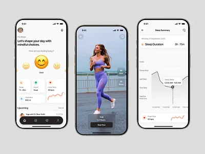 Mindful Wellness App — Track, Move & Thrive 🌟 WIP🚧 activity tracker app design app ui design daily habits fitness tracker health app health monitoring hydration tracker lifestyle app mobile app design mobile ui mood tracking running app self care sleep tracking ui ui design ux wellness app