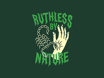 Ruthless by Nature american traditional illustration scorpion tattoo typography