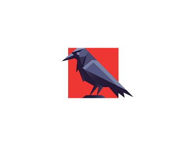 Geometric Crow logo animal bird black branding crow design fashion geometric graphic design icon illustration logo logos poligon red vector