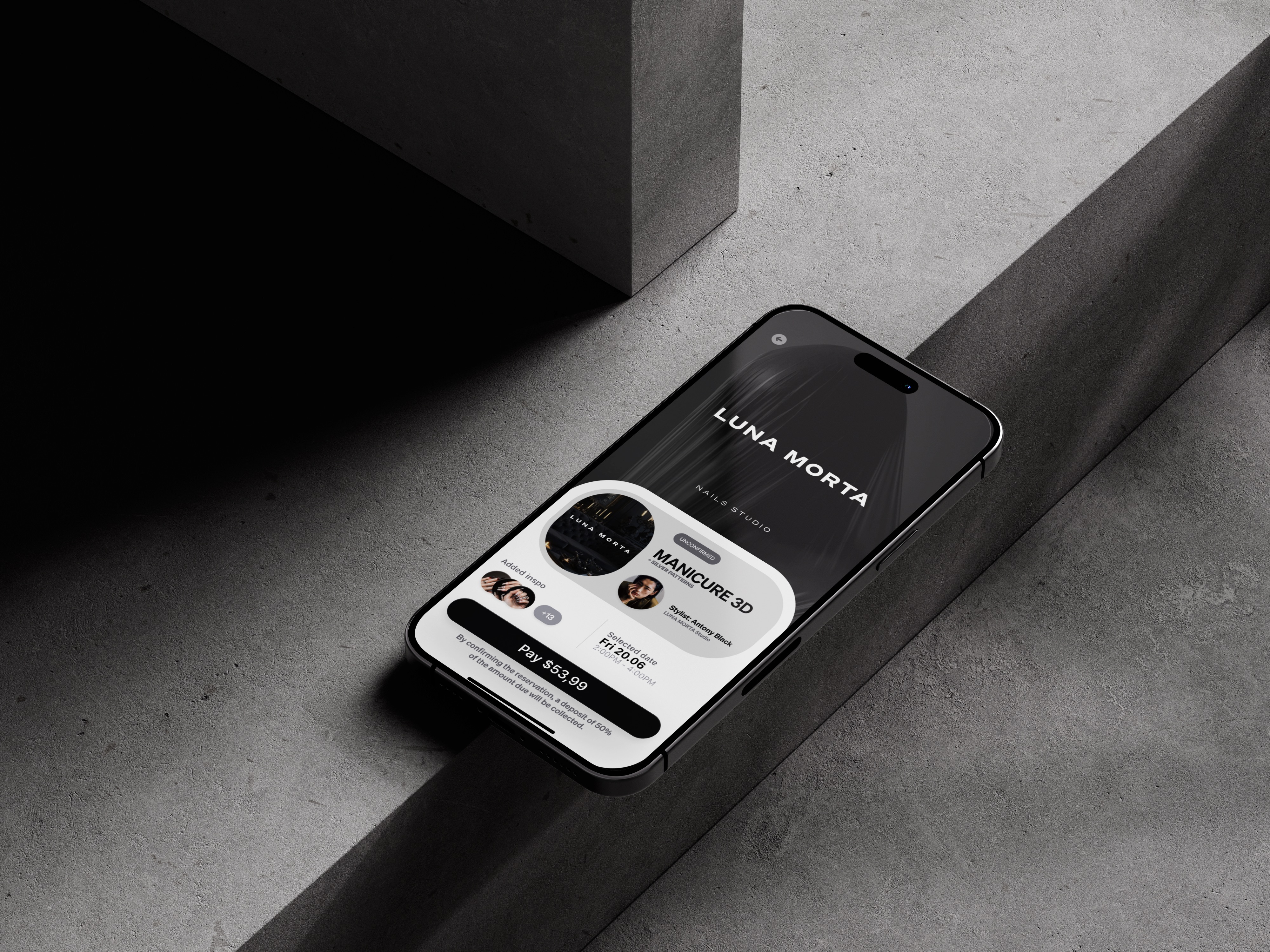 Luna Morta — Nail Studio App app app design branding components design graphic design illustration logo nail studio ui ux