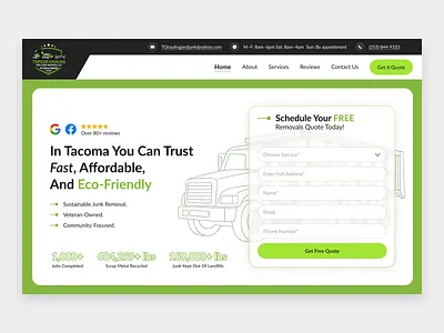 Junk Removal - Hero Section contact contact form design eco green hero section junk removal uidesign web design website