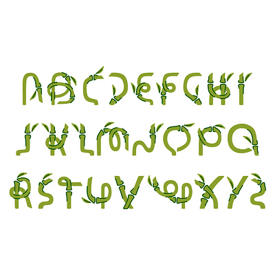 Bamboo Alphabet – Nature-Themed Vector Letters bamboo style typography bamboo typography flat design font design typography vector art