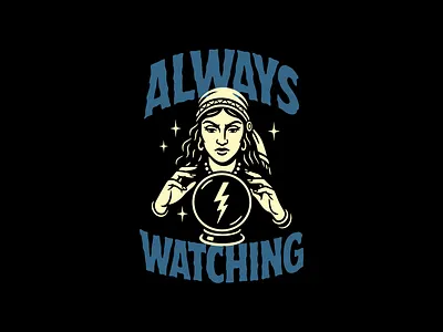 Always Watching branding fortune teller illustration logo typography