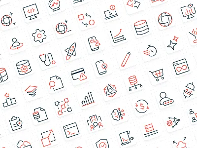 Redis icon system redesign branding design icons tech typography ui vector