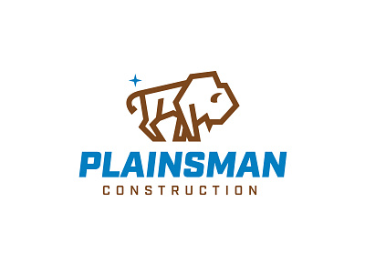 Plainsman Construction - Bison Logo Concept bison branding build construction kansas logo midwest plains star strong