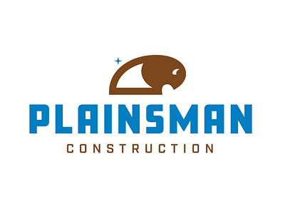 Plainsman Construction - Bison Abstract Logo Concept bison branding buffalo build construction heartland kansas logo star