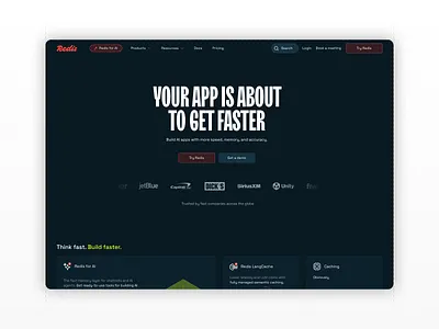 Redis homepage redesign animation design homepage icons illustration logo redis rive ux vector web design