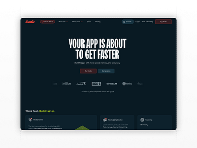 Redis homepage redesign animation design homepage icons illustration logo redis rive ux vector web design