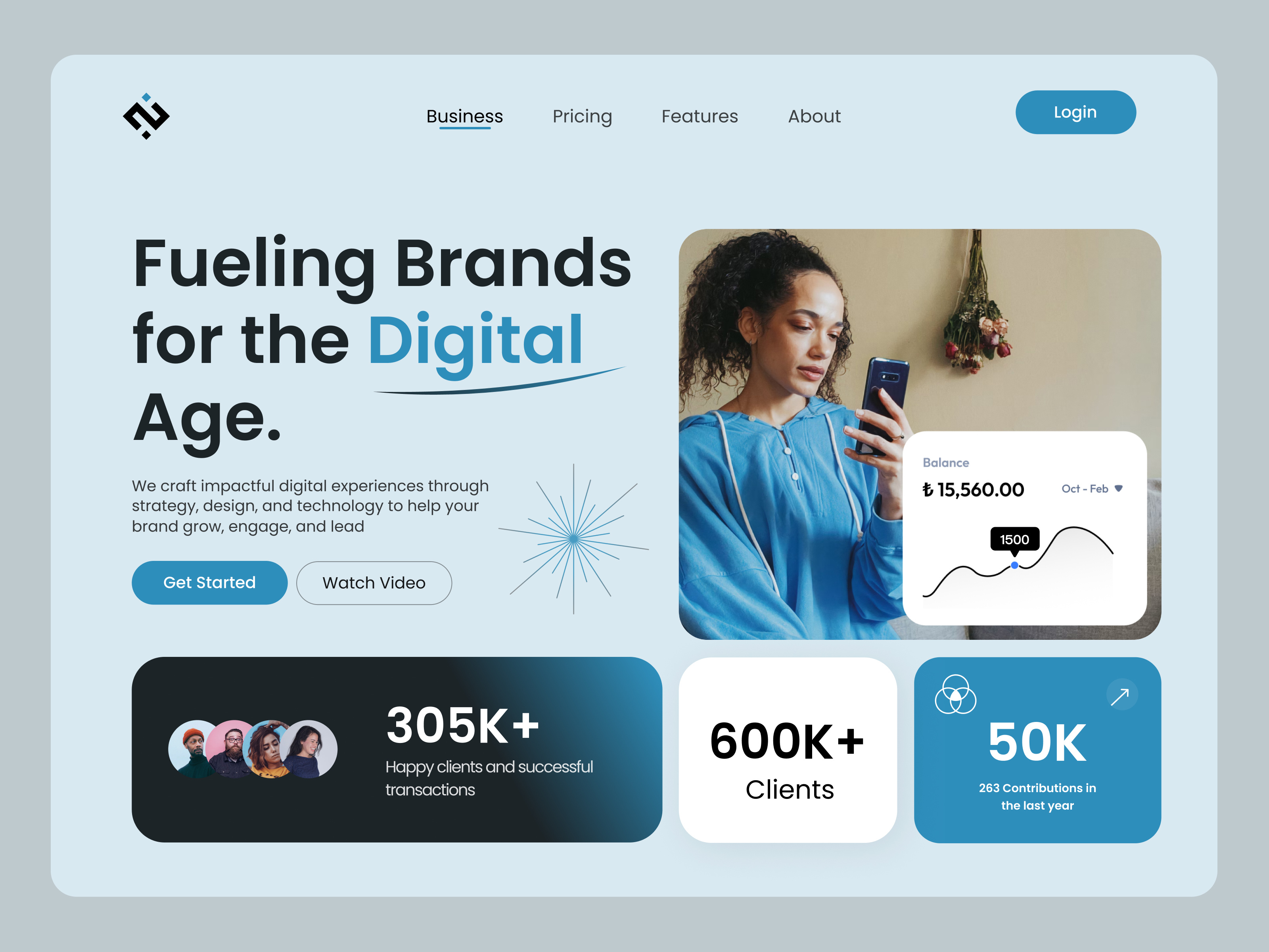 Digital Agency Landing Page clean creative design digital digital agency finance graphic design interface landing landing page minimal muhammad ali saas saas landing page saas website ui unique ux web website