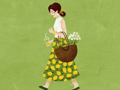 Lemon Nostalgia character design editorial illustration girl nostalgia slow living